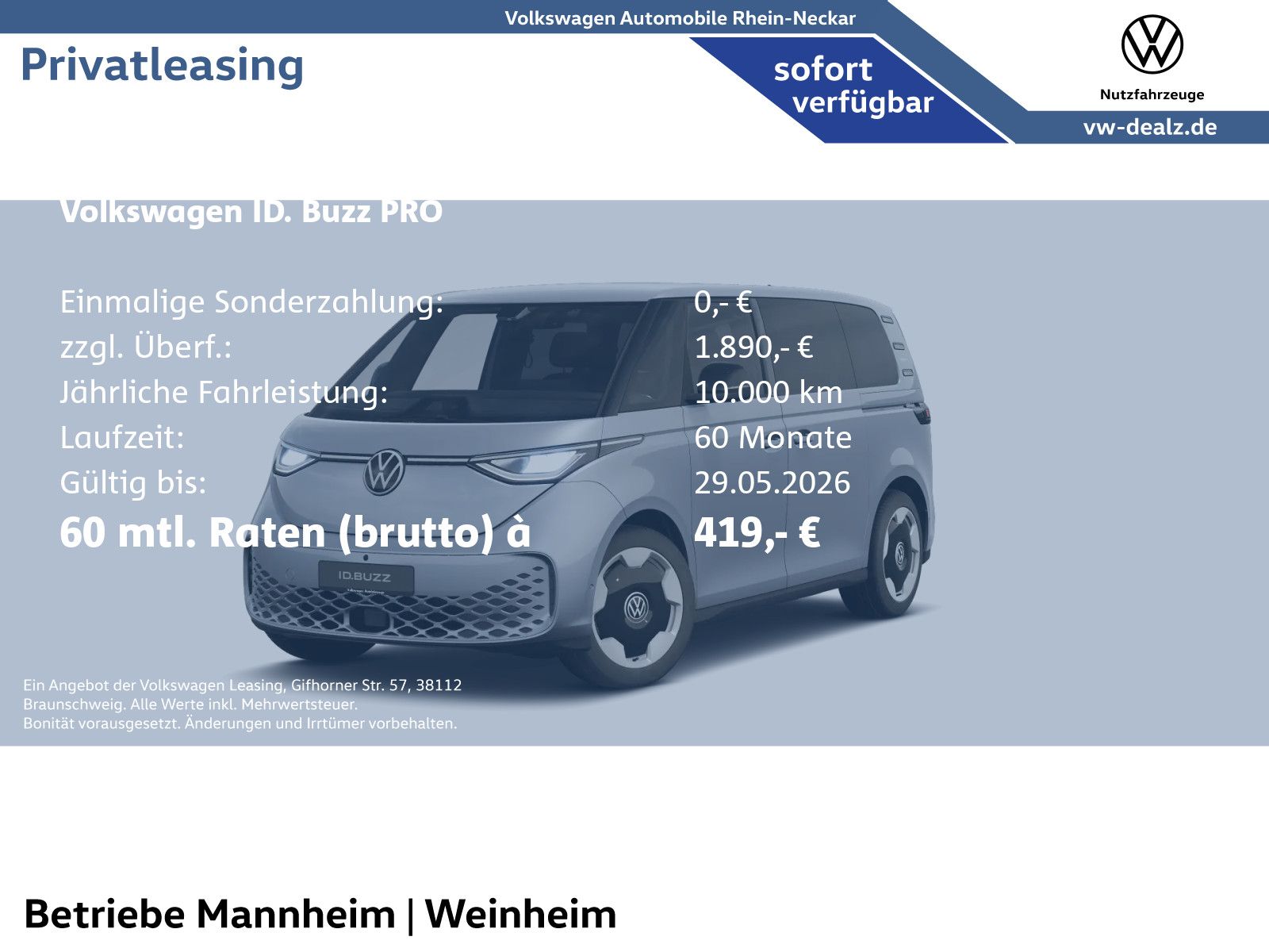 Volkswagen ID.Buzz Pro Energy Klima NAVI AHK LED DAB
