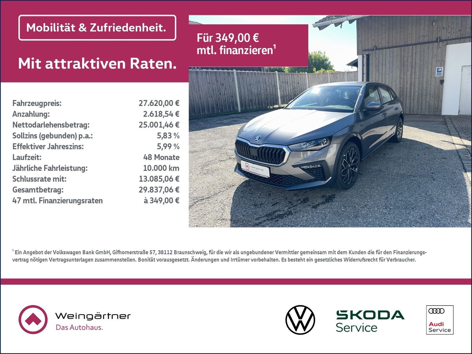Scala 1.0 TSI Selection, 17" Alu, Ladeboden, Vor