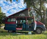 Volkswagen VW Bus T4 Multivan blau rot, BJ 1991 mit A... - Volkswagen T4 Multivan aus 1991