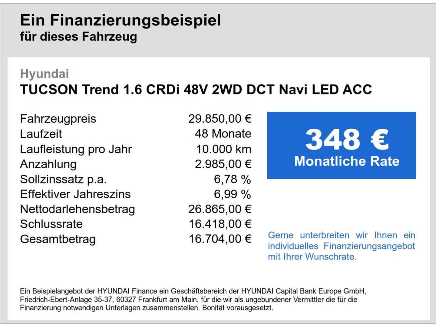 Fahrzeugabbildung Hyundai Tucson Trend 1.6 CRDi 48V 2WD DCT Navi LED ACC