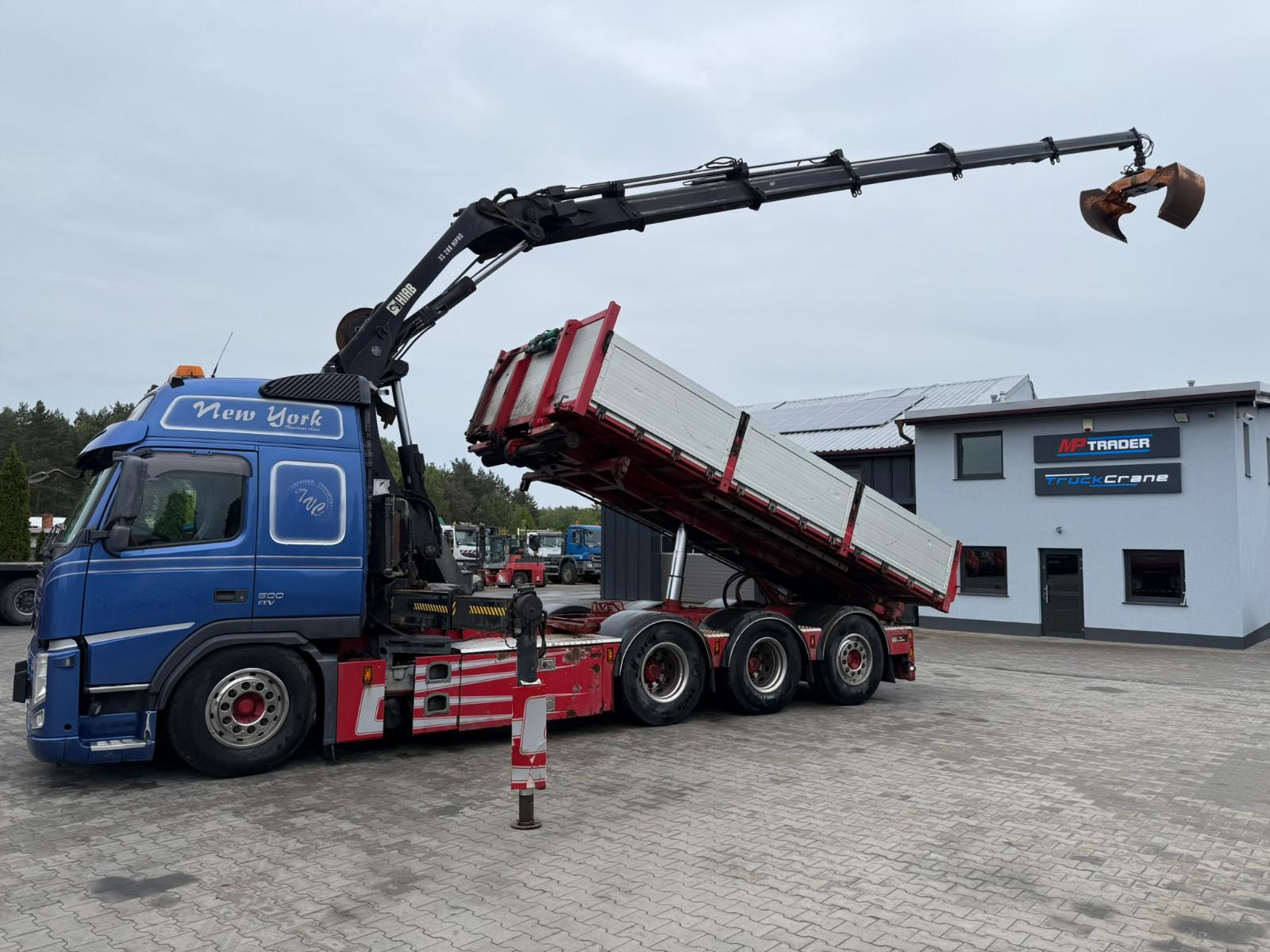 Volvo FM500 8x4/4 tridem tipper HIAB 288-5 Crane