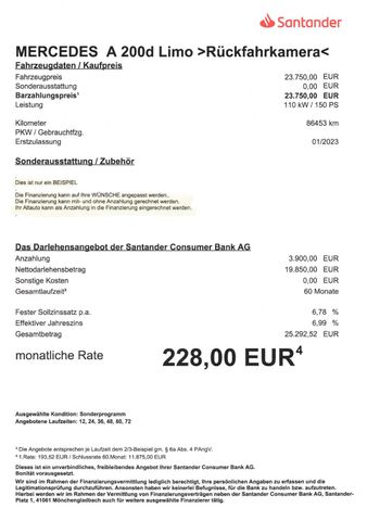 Fahrzeugabbildung Mercedes-Benz A 200d Limo >Navi/R-kamera/PDC/SHZ<