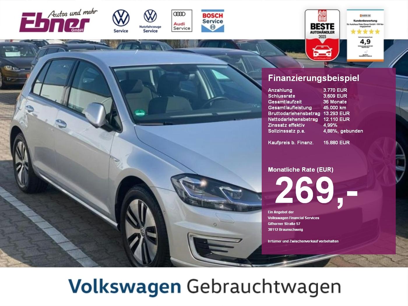 Volkswagen Golf VII e-GOLF 36KWh 136PS WPUMPE+CCS+KAMERA+NA