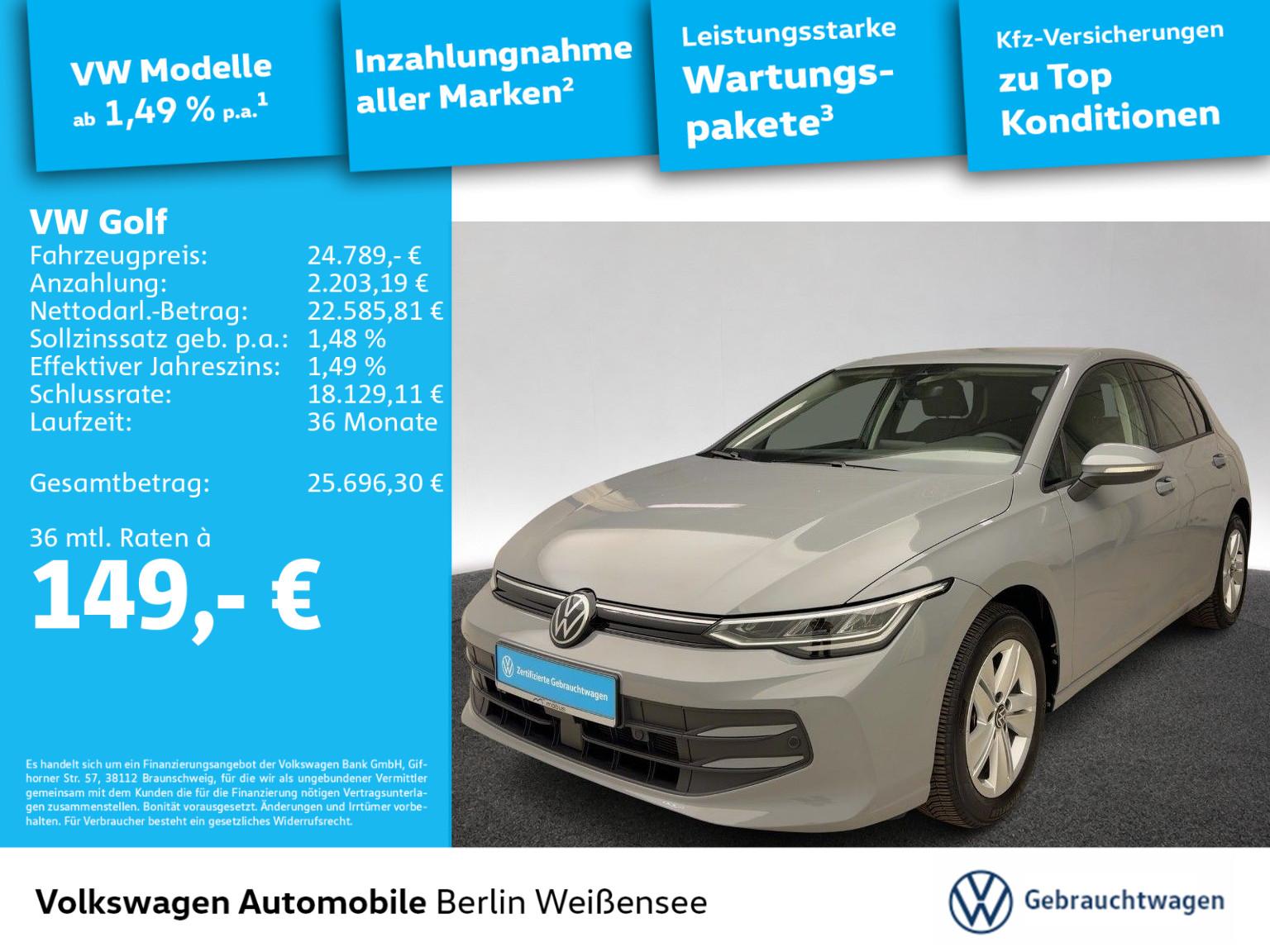 Volkswagen Golf VIII 1.5 eTSI**229€ RATE**LIFE*ASG*GJR*APP*, миниатюра 13