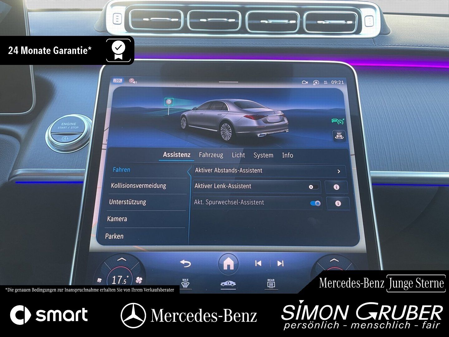 Fahrzeugabbildung Mercedes-Benz S 350 d 4M 20"AMG Burm Pano Aktiv Ambi Guard 360