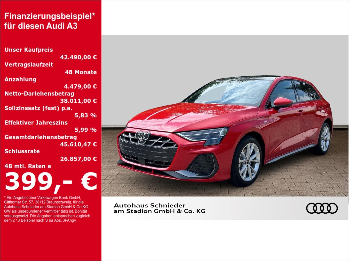 Audi A3 Sportback 40 TFSI e S-LINE+PANO+NAVI+LEDER+VI