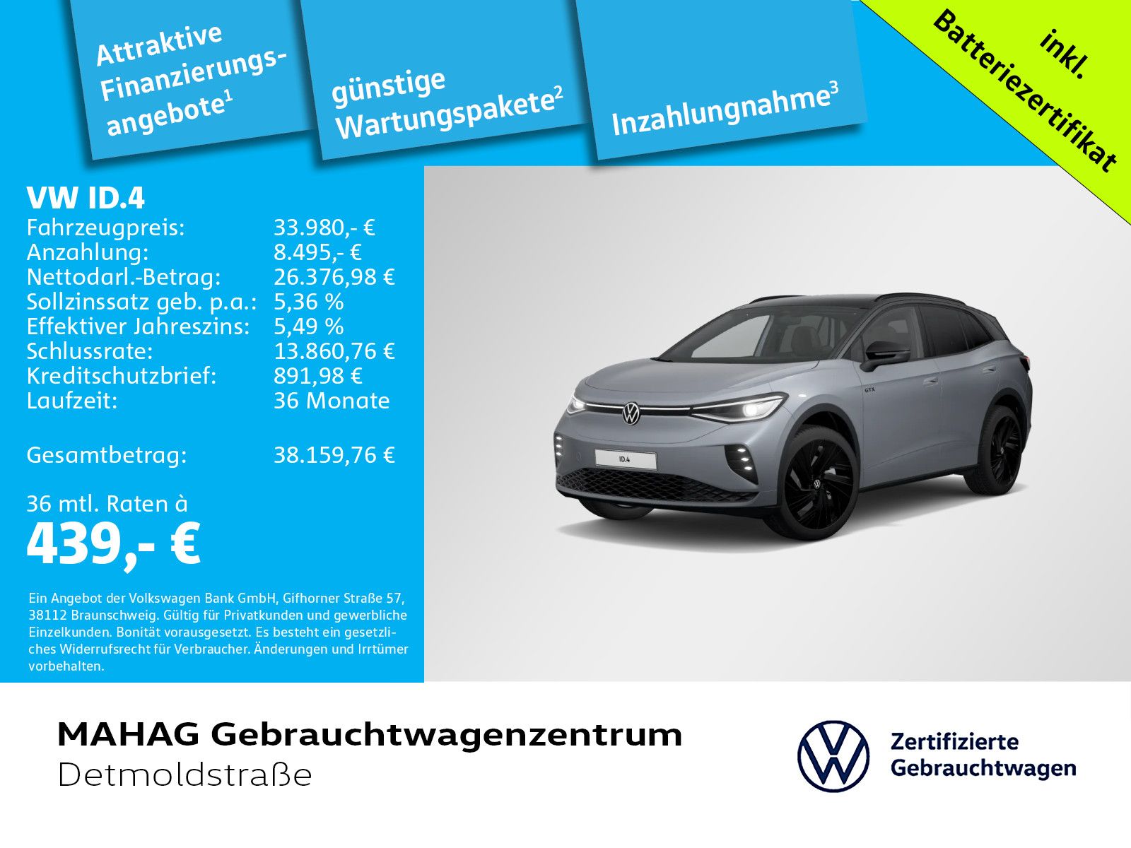 Volkswagen ID.4 GTX 220kW CCS IQ.Light Navi Pano AHK ParkPi imagem 2