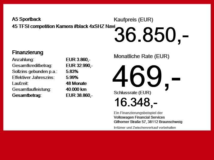Audi A5 Sportback 45 TFSI competition Kamera #black 4, миниатюра 6
