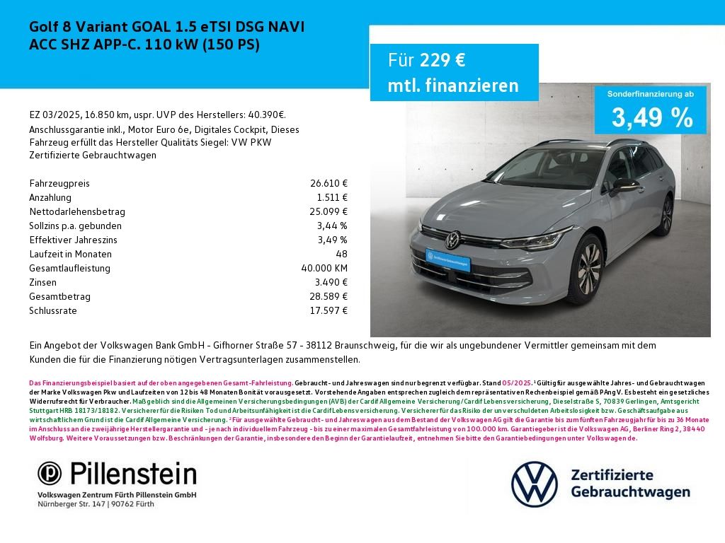 Volkswagen Golf 8 Variant GOAL 1.5 eTSI DSG NAVI ACC SHZ AP foto 1