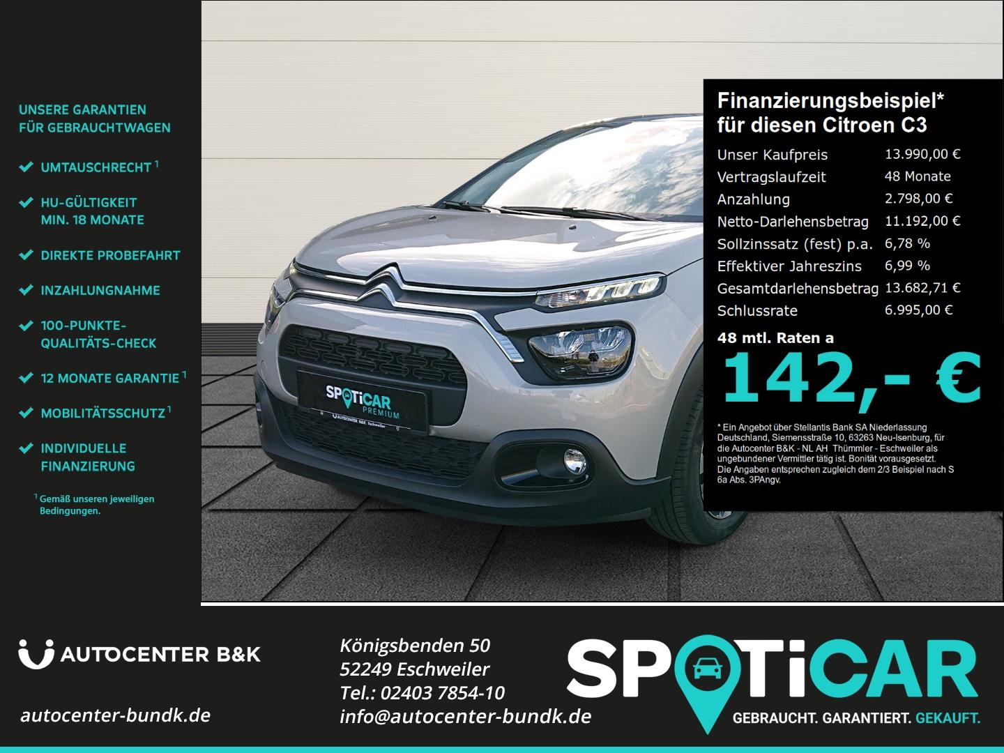 Citroën C3 PureTech 83 Max SHZ Kamera Navi CarPlay Andro