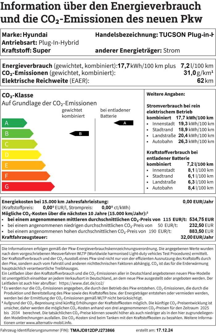 Fahrzeugabbildung Hyundai TUCSON Plug-in-Hybrid TREND Assistenz-Paket