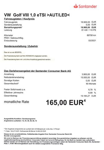 Fahrzeugabbildung Volkswagen Golf VIII 1,0 eTSI Life >AUT/NAV/LED/KAM/SHZ<