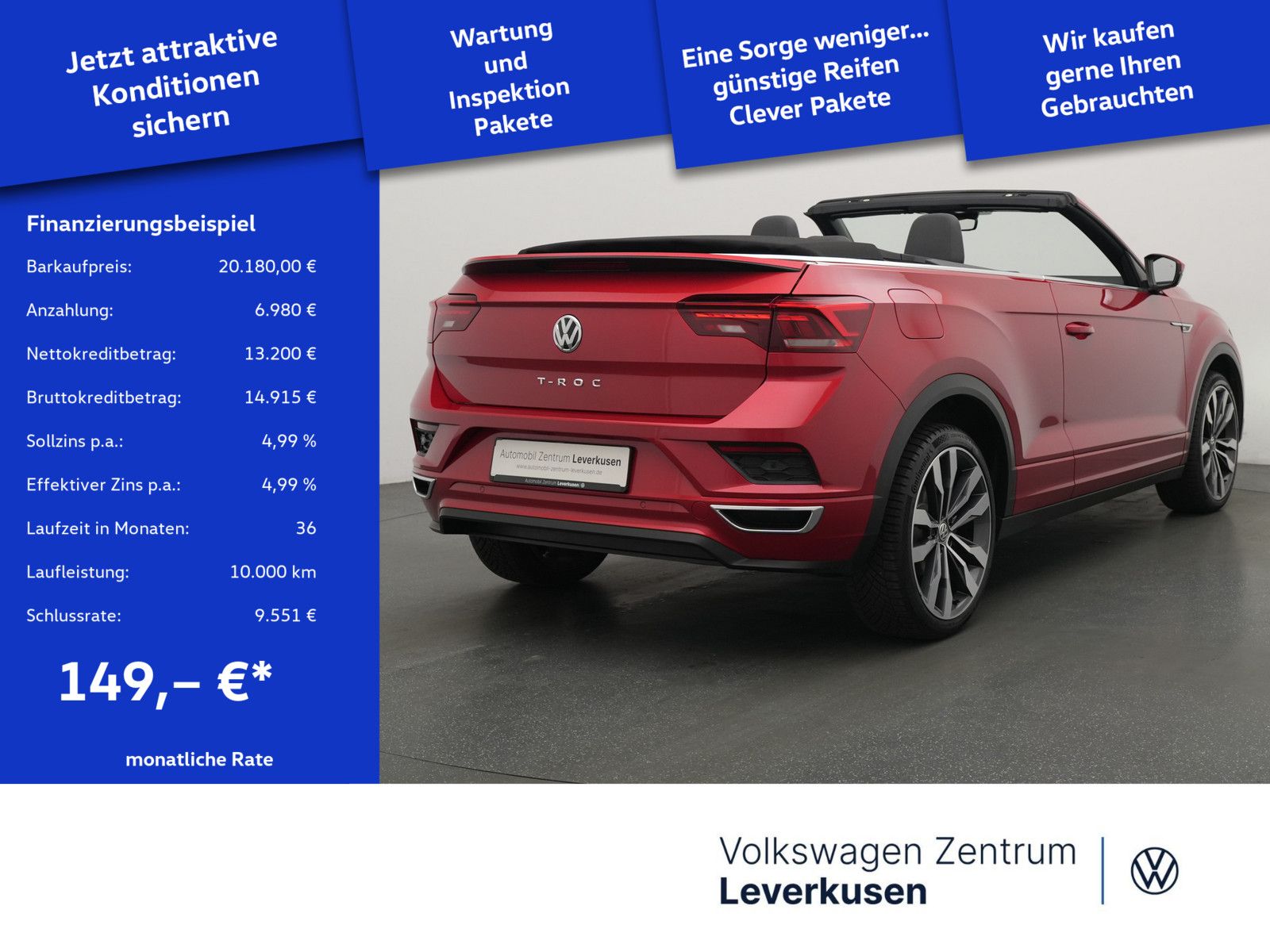 Volkswagen T-Roc Cabrio R-Line AHK NAVI VIRT ACC LEDER SHZ imagem 2