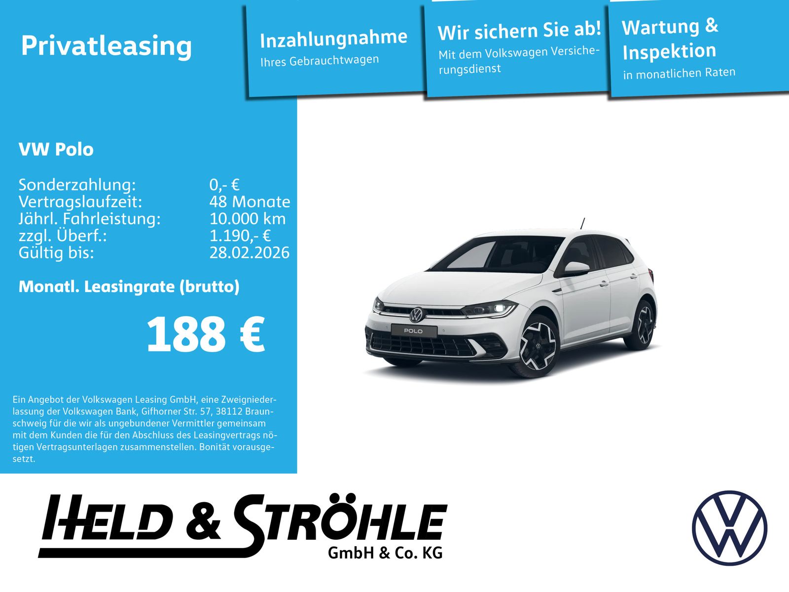 Volkswagen Polo R-Line 1,0l RFK SHZ IQ-Drive Licht und Sich