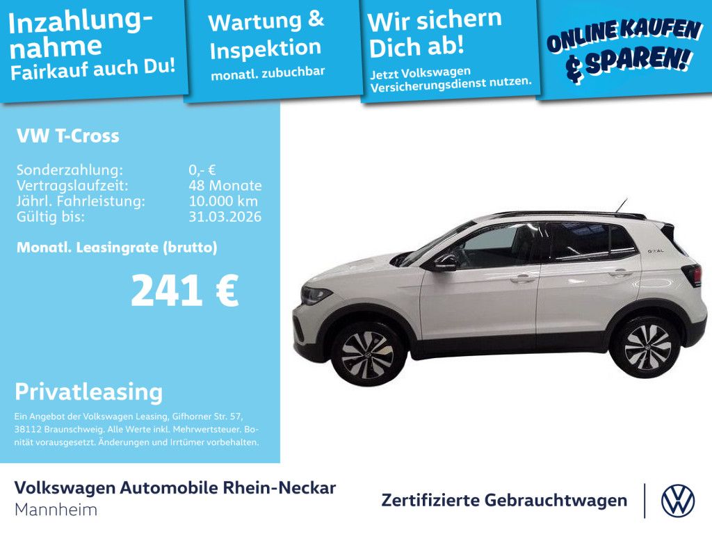 Volkswagen T-Cross 1.0 TSI GOAL GAR 2029 App-Connect PDC LE