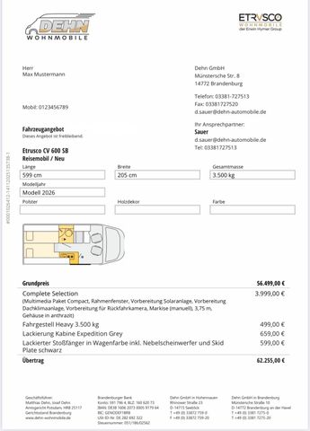 Etrusco CV 600 SB 5.412,00€ Sondernachlass!