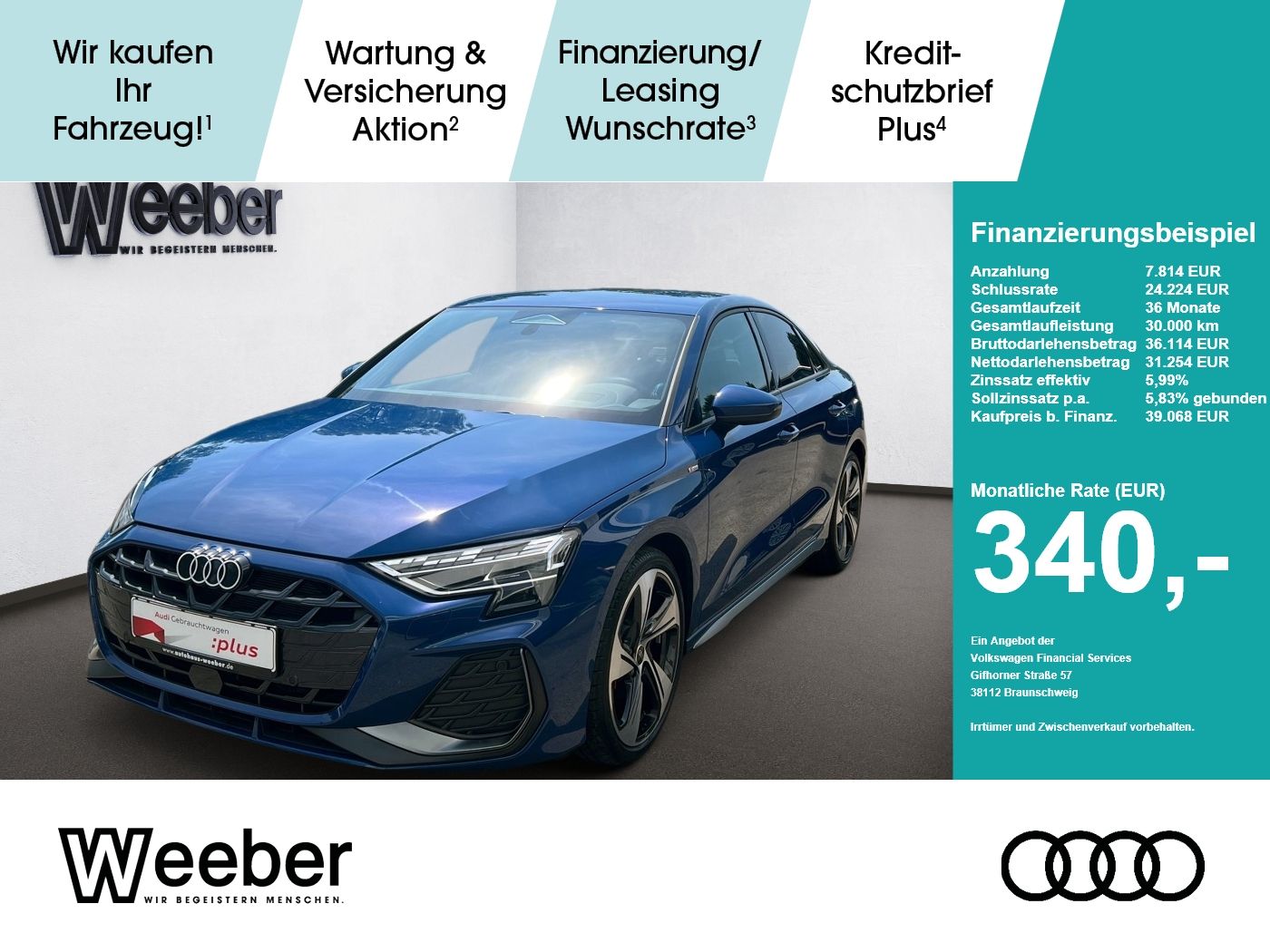 Audi A3 Limousine S line *KAMERA*SONOS*NAVI*MATRIX*AH