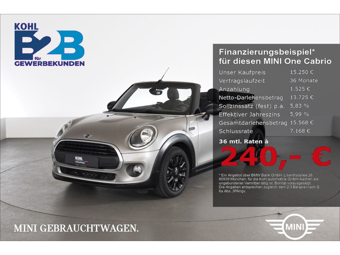 MINI One Cabrio **nur an Gewerbekunden** Sitzheizung 