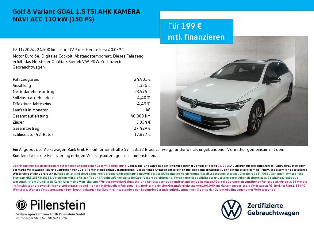 Volkswagen Golf 8 Variant GOAL 1.5 TSI AHK KAMERA NAVI ACC