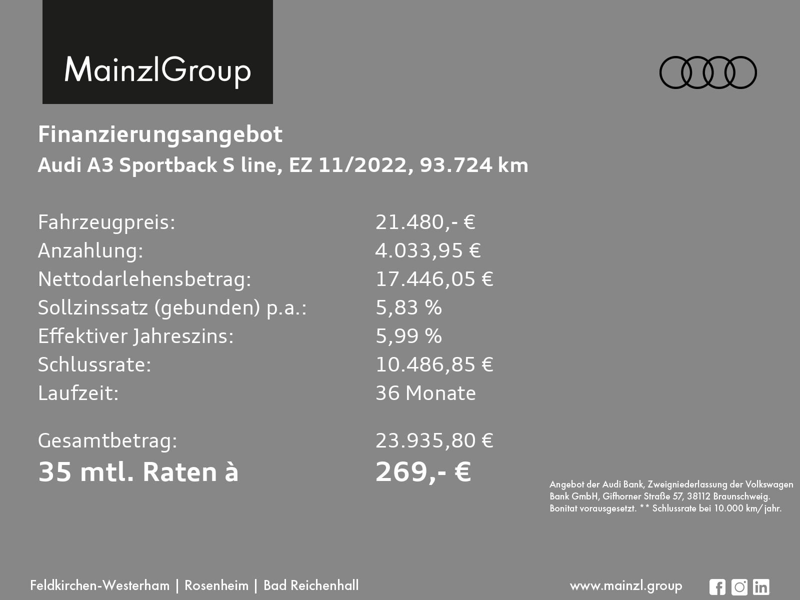 Audi A3 Sportback 45 TFSIe S tronic S line AHK Kam., миниатюра 3