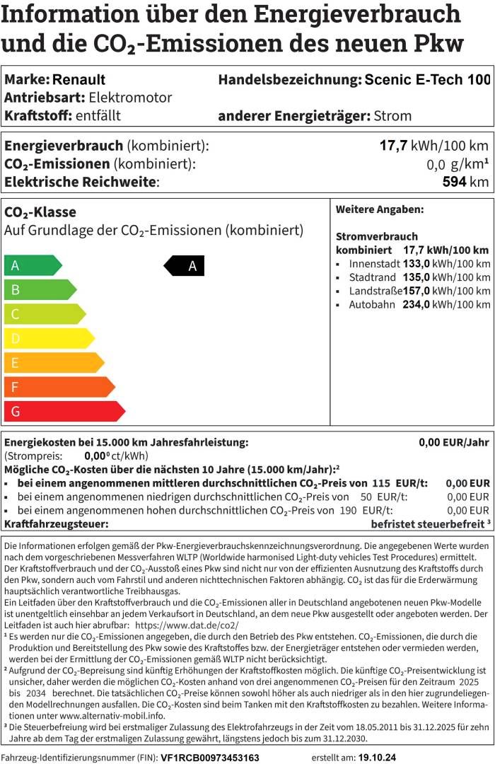 Fahrzeugabbildung Renault Scenic E-Tech 100% ele Esprit Alpine 220 Long Ra