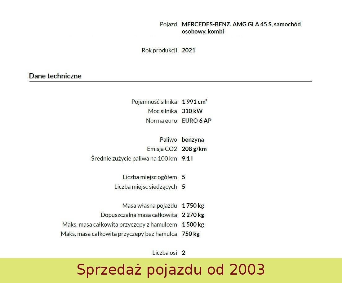 Mercedes-Benz 2021 GLA 45 AMG S 4MATIC+ DCT POLSKA WARSZAWA