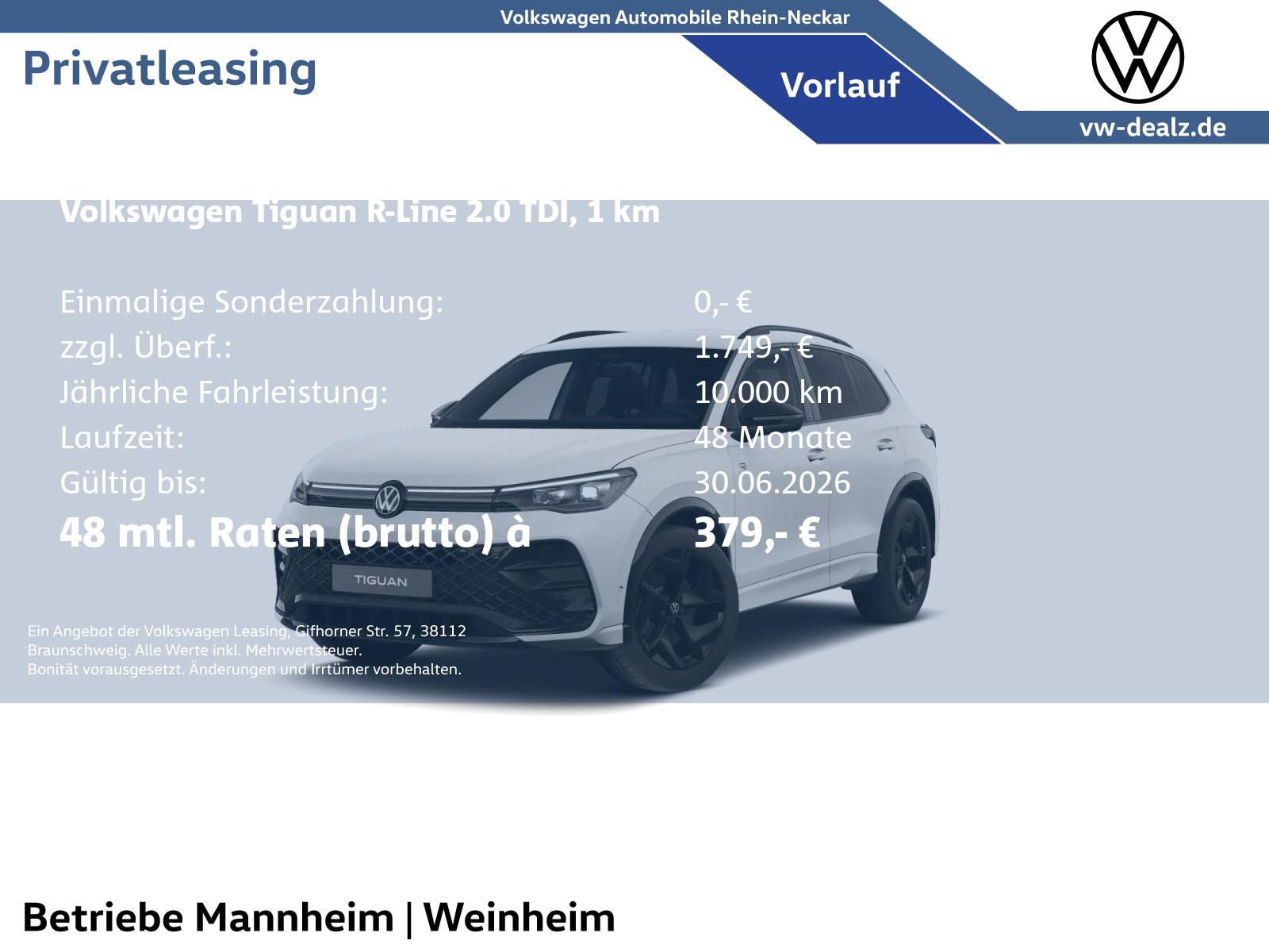 Volkswagen Tiguan R-Line 2.0 l TDI DSG Klima NAVI AHK PDC