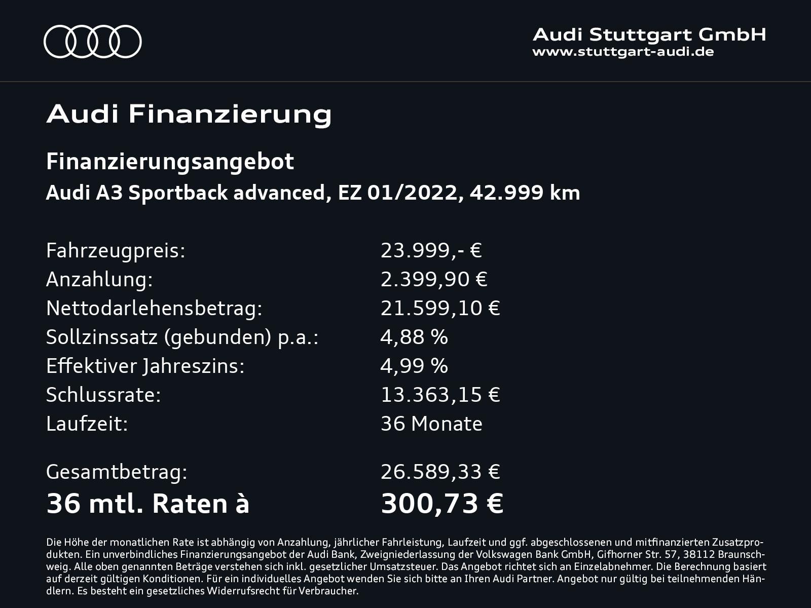 Audi A3 Sportback 30 TFSI advanced AHK virtCo PDCplus