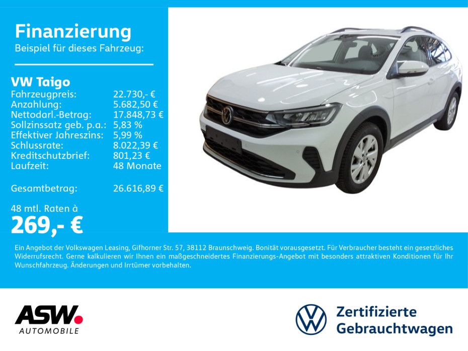 Volkswagen Taigo Life 1.0 TSI LED Navi RFK AHK RFK ACC SHZ