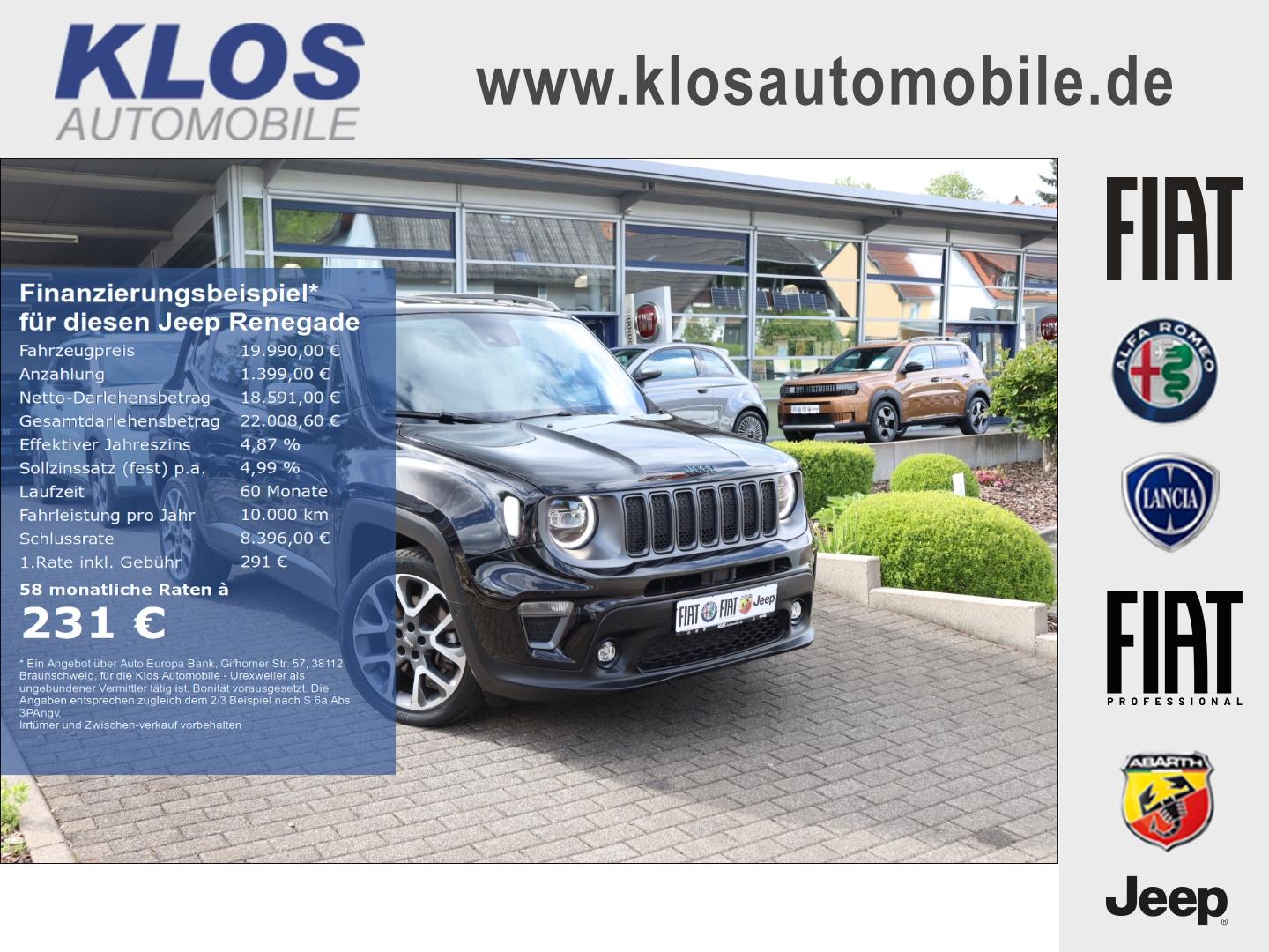 Jeep Renegade S 1.3 PHEV 4Xe 240PS AHK NAVI KAMERA PA