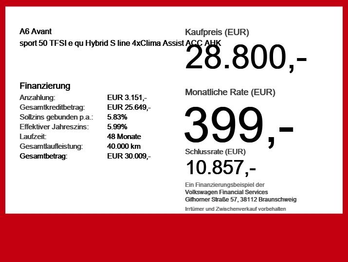 Audi A6 Avant sport 50 TFSI e qu Hybrid S line 4xClim