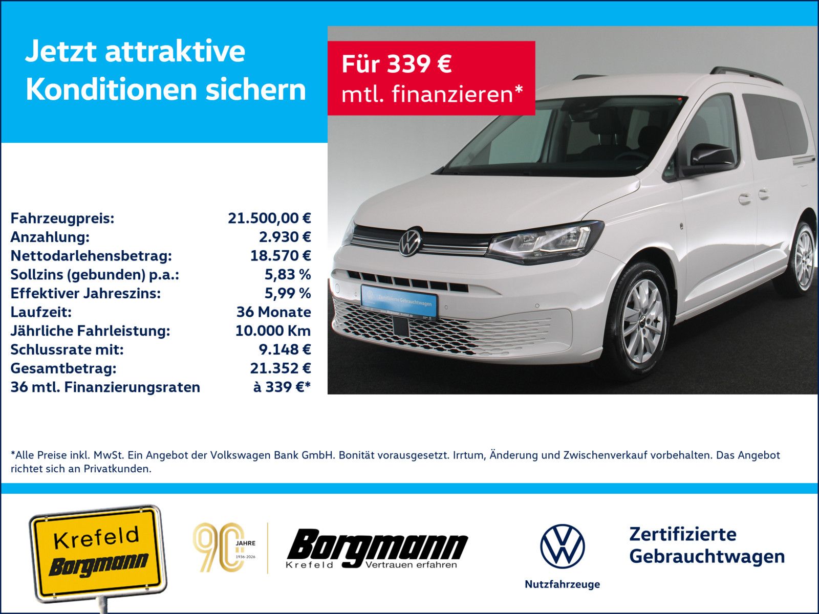 Volkswagen Caddy 2.0 TDI Life AHK NAVI KAMERA SHZ PDC KLIMA
