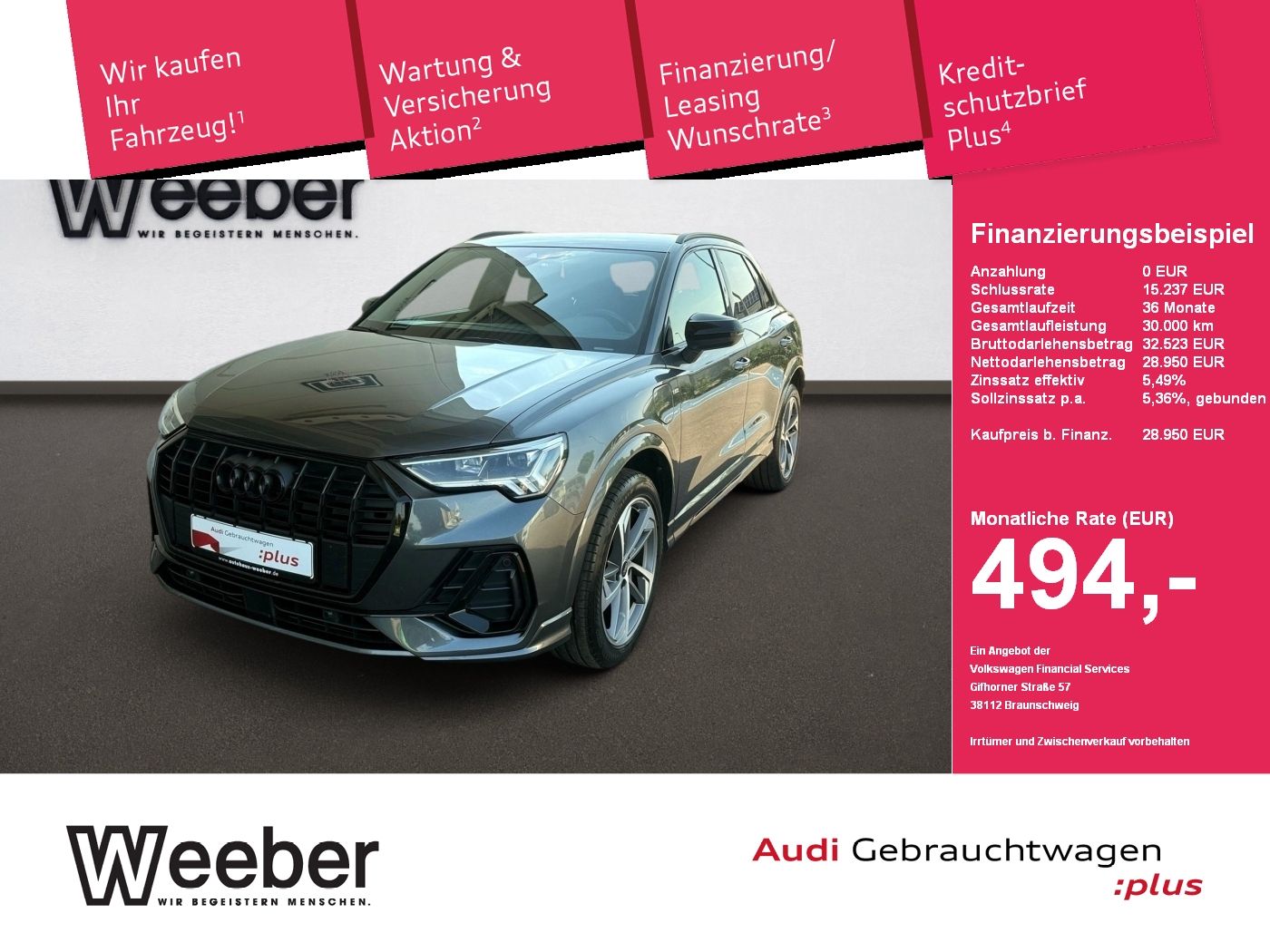 Audi Q3 S line *AHK*BLACKSTYLE*KAMERA*LED*NAVI*GRA*