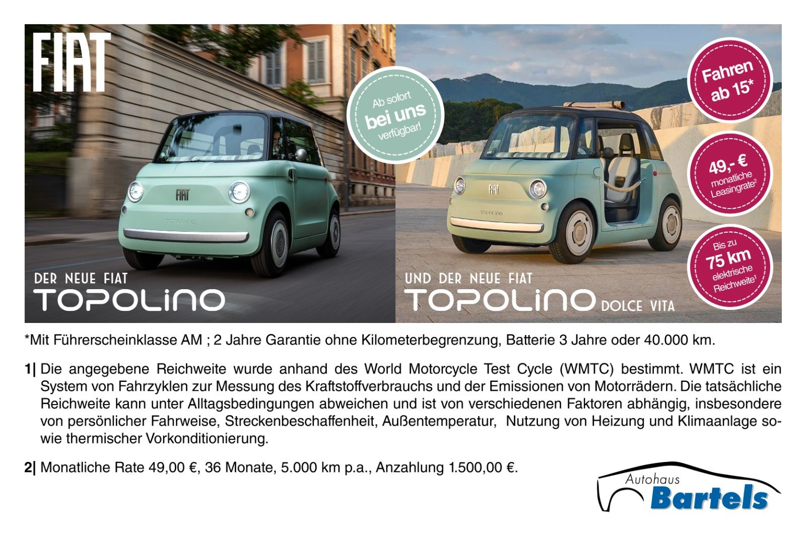 Fahrzeugabbildung Fiat Topolino *FAHREN AB 15*LEASING ab 49€*ELEKTRO*