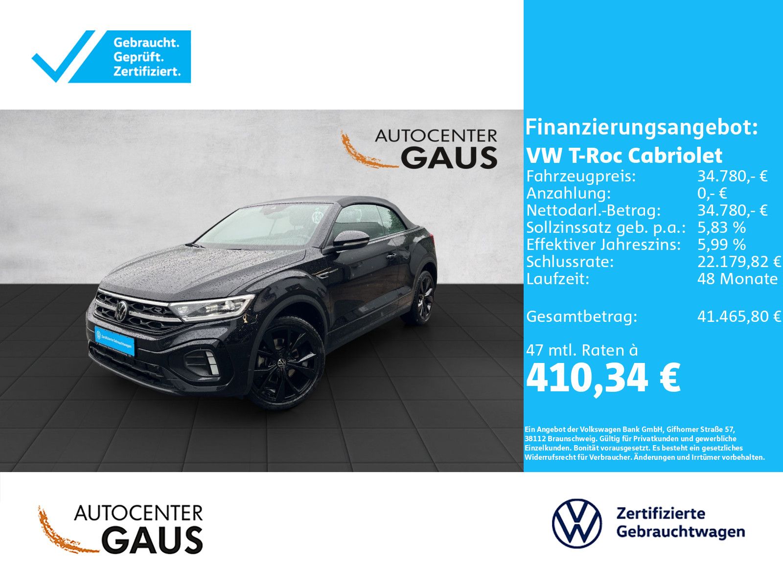 T-Roc Cabriolet R-Line 1.5 TSI  DSG*IQ.Light*ACC