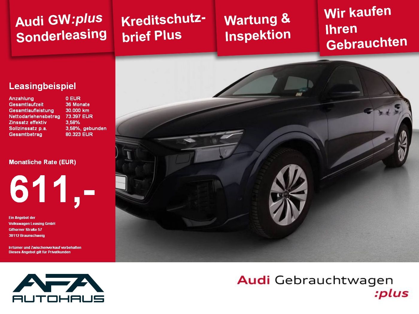 Audi Q8 50 TDI quattro tiptr. Luft*Pano*AHK*360°*LM21