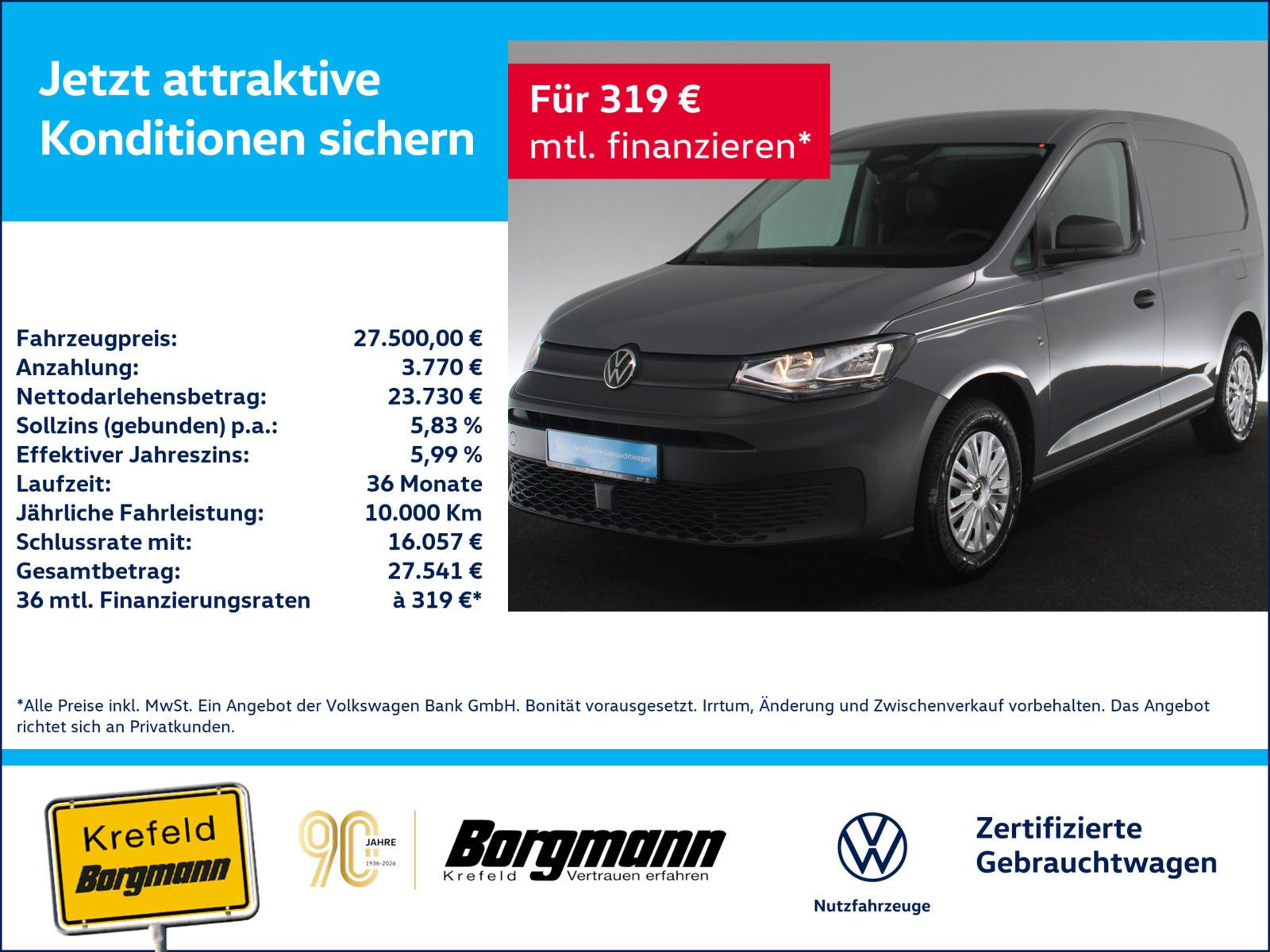 Volkswagen Caddy 2.0 TDI Cargo SHZ PDC KLIMA 5,99% EFF*