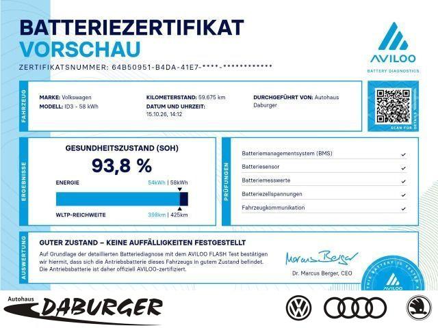 Volkswagen ID.3 Pro 62kW AHK+93,8% AVILOO