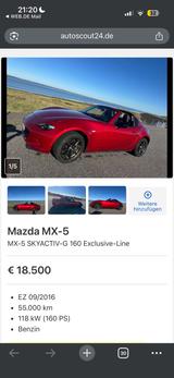 Mazda MX-5 auf Sylt abzuholen - gebrauchte Mazda MX-5 aus dem Jahr 2016