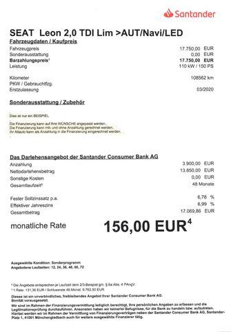 Fahrzeugabbildung Seat Leon 2,0 TDI Xcellence >AUT/NAV/LED/SHZ/Leder<
