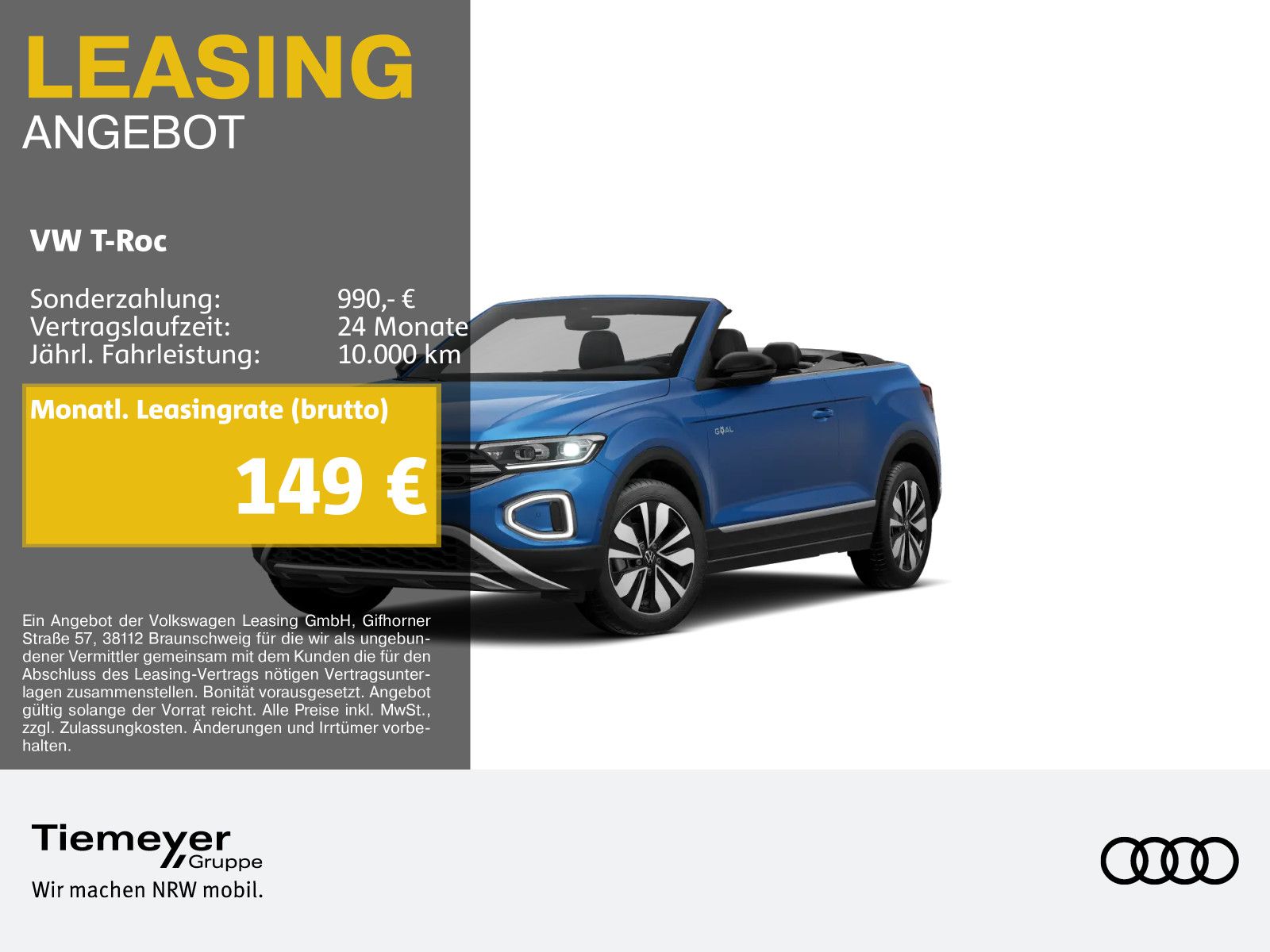 Volkswagen T-Roc Cabrio 1.0 TSI GOAL ST.HEIZ AHK NAVI VIRTU