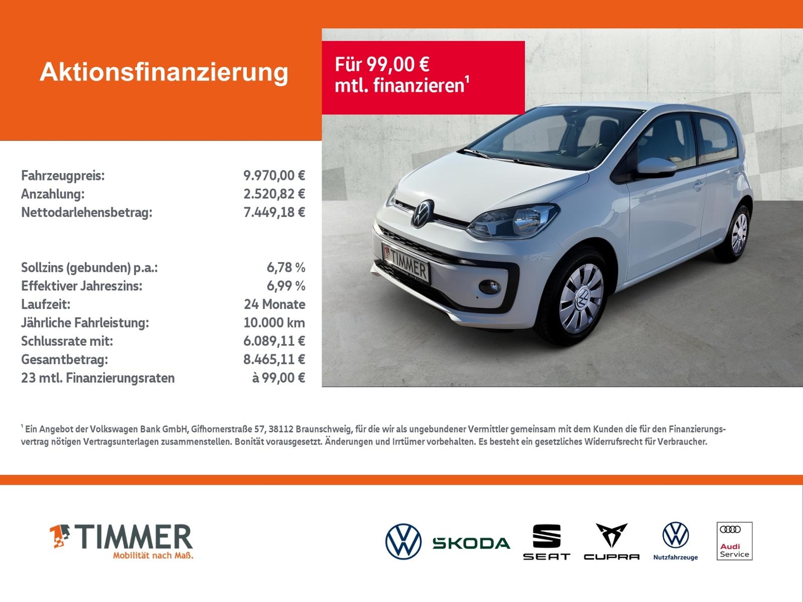 Volkswagen up! 1.0 MOVE ! +TÜR +SHZ +DAB+ +KLIMA +TELE +