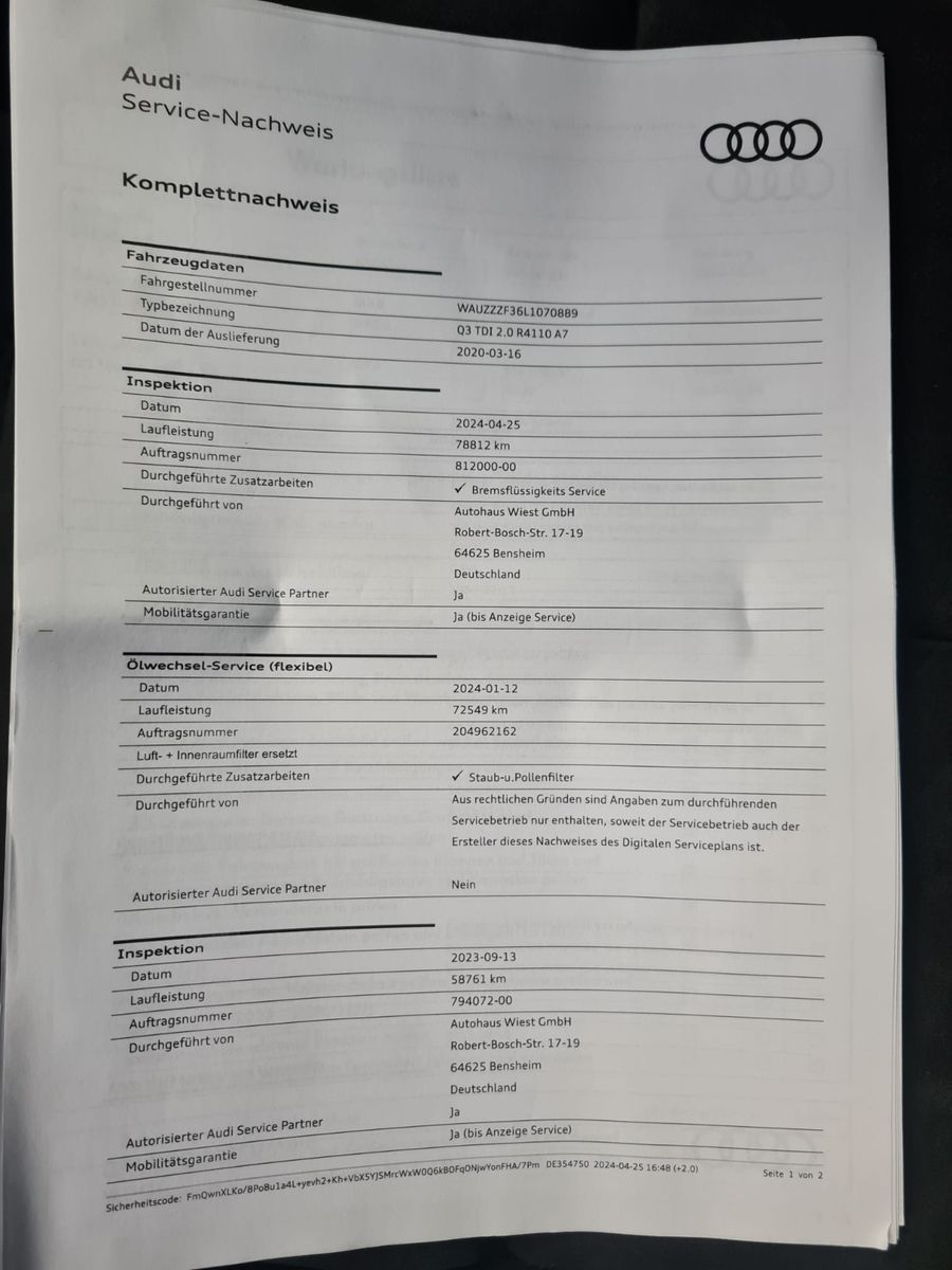 Fahrzeugabbildung Audi Q3 35 TDI / LED / VIRTUELL/LED/SCHECKHEFT