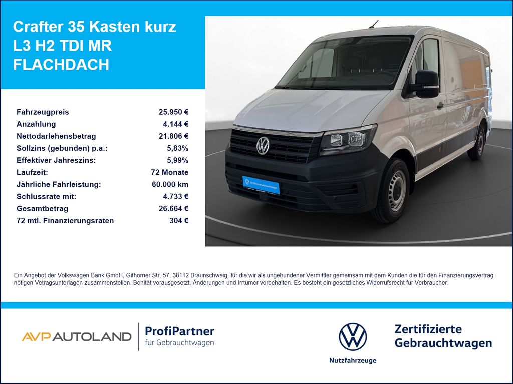 Crafter 35 Kasten kurz L3 H2 TDI MR FLACHDACH