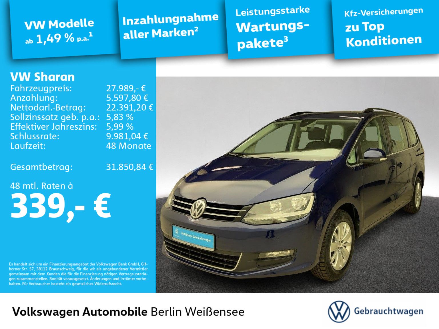 Volkswagen Sharan 1.4 TSI Comfortline*7-SITZ*SHZ*AAC*LANE* imagem 2