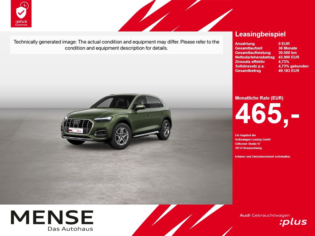 Abbildung Leasingangebot Audi Q5 50 TFSI e quattro S tronic advanced Matrix|LM