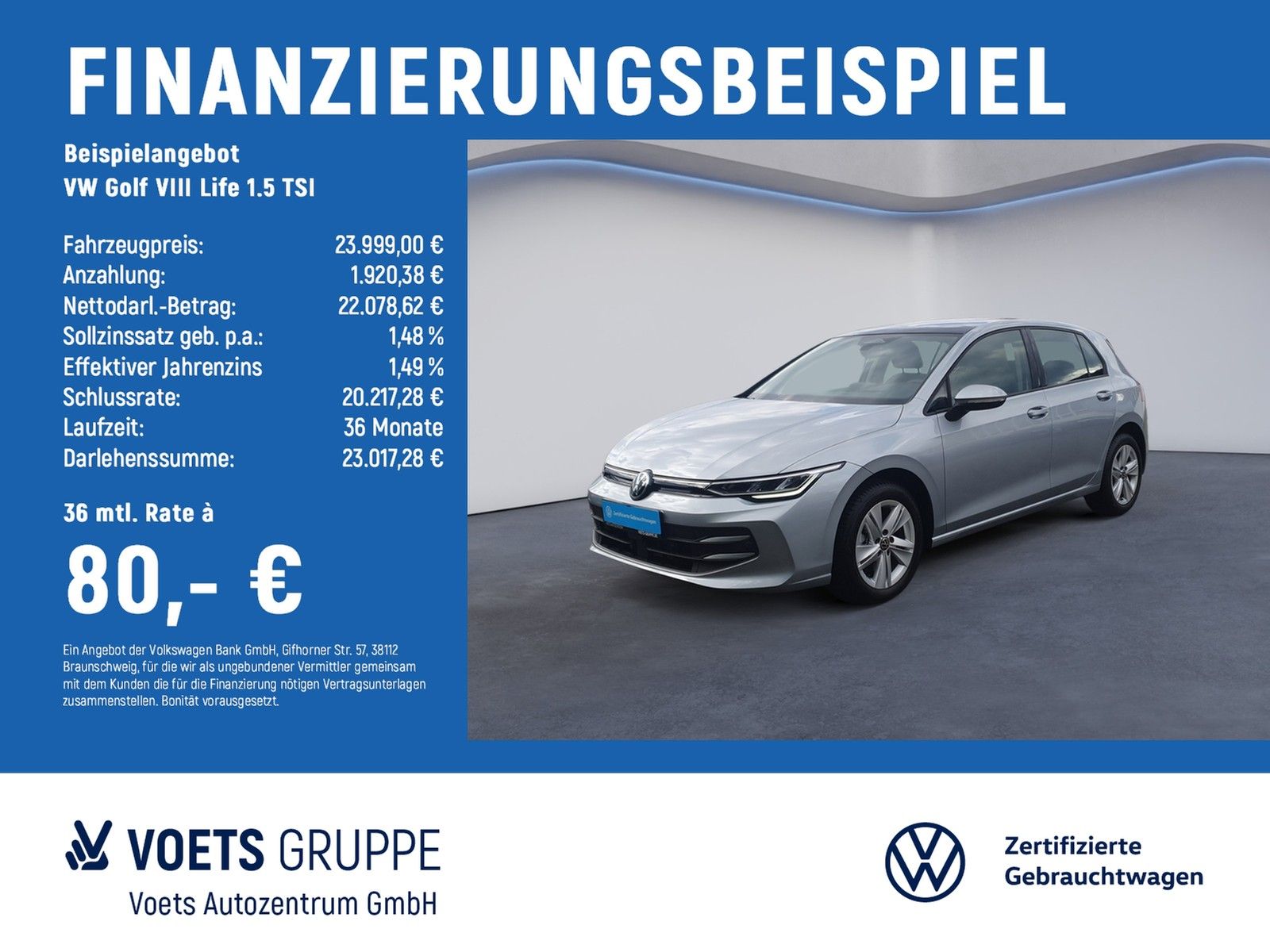 Volkswagen Golf VIII Life 1.5 TSI RearView+PANO+HuD