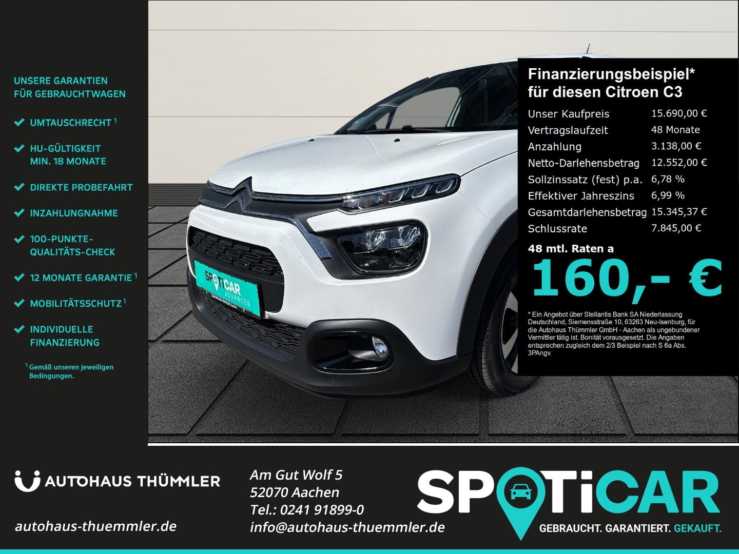 Citroën C3 PureTech 110 Max LED Klimaautom DAB Spurhalte