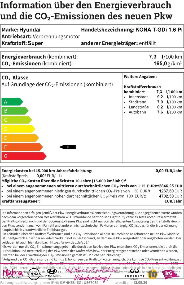 Hyundai KONA T-GDi 1.6 Premium AT Leder Navigation Sitzh