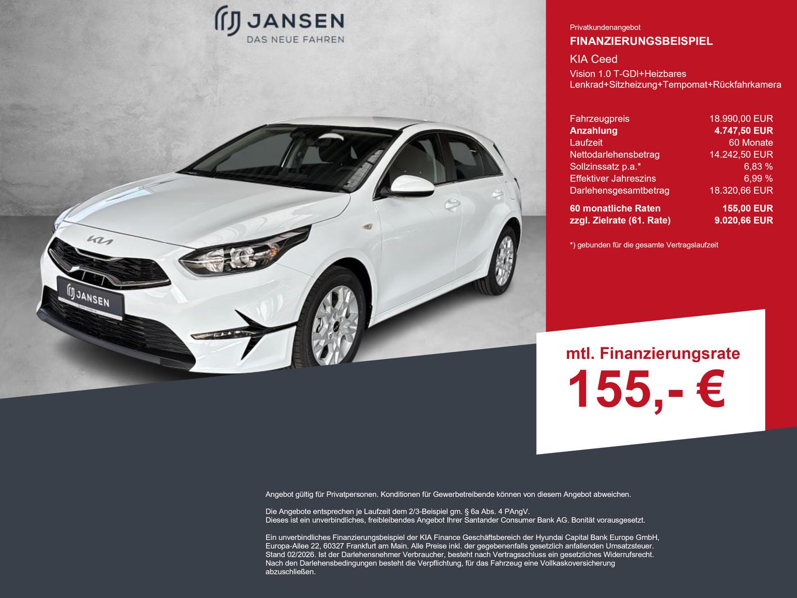 Kia Ceed Vision 1.0 T-GDI+Heizbares Lenkrad+Sitzheiz